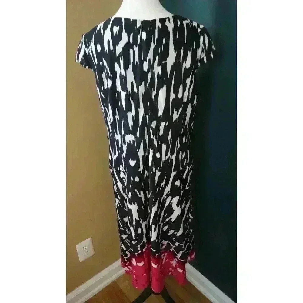 Nine & Co. Dress Black/White, Pink Jersey Swing Dress, Size 16 - Picture 8 of 14